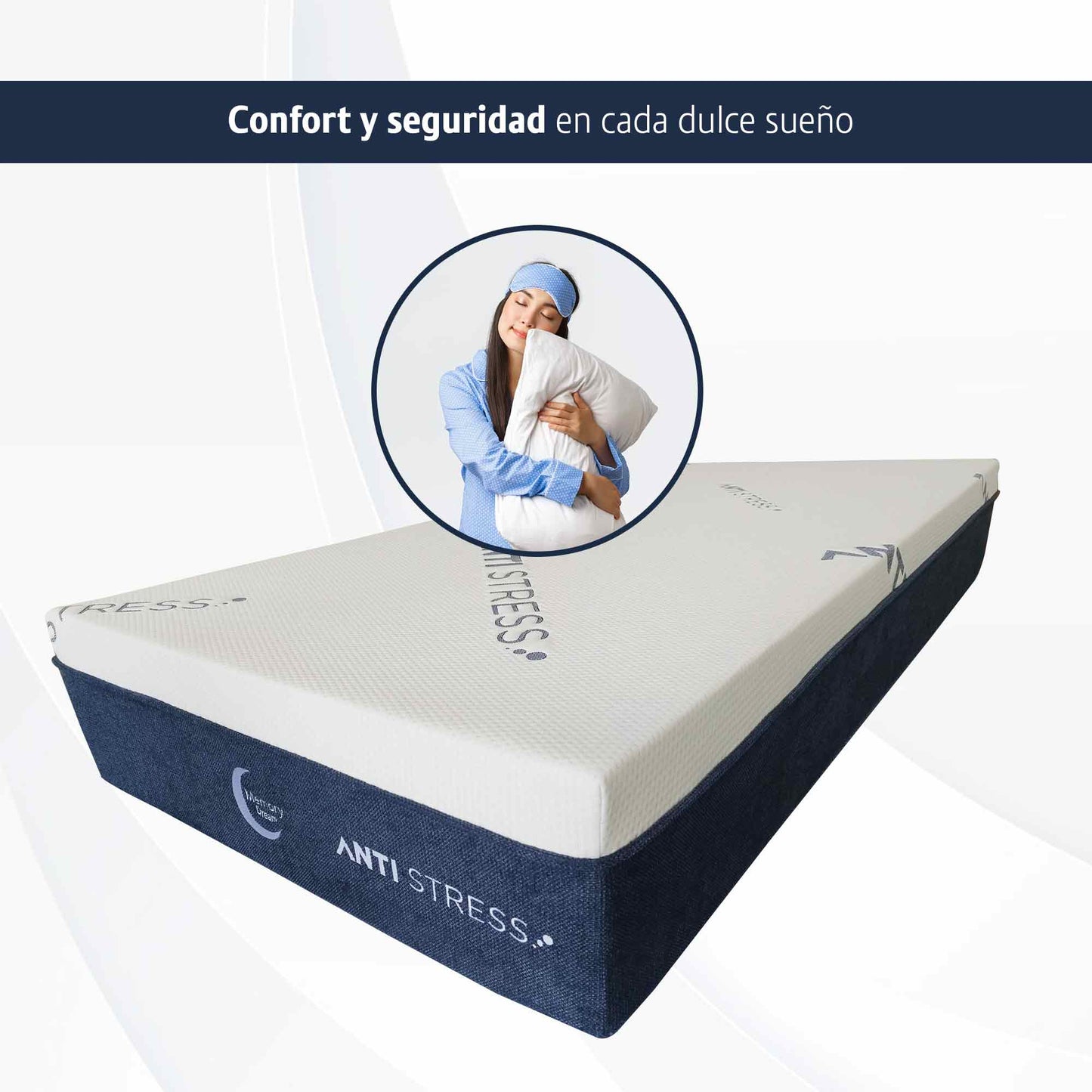 Colchón Queen Size Memory En Caja Antiestress Espuma