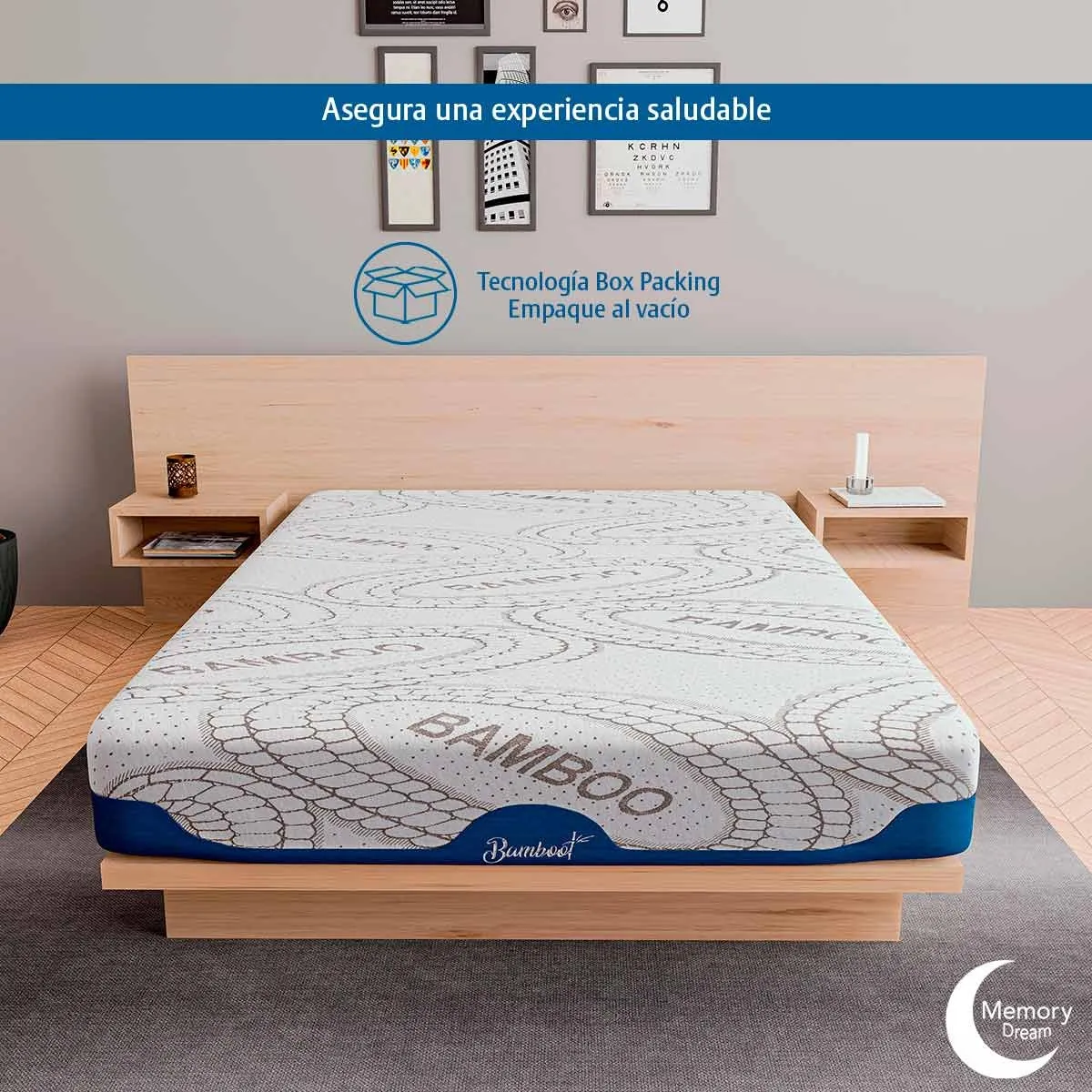 Colchón Memory Foam Bamboo En Caja 10 Años Garantía King