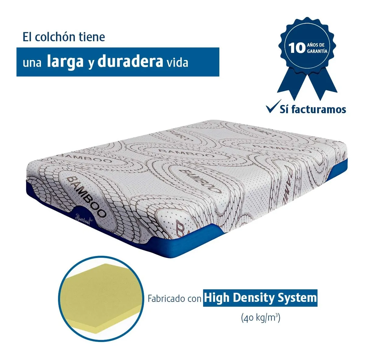 Colchón Memory Foam Bamboo En Caja 10 Años Garantía King