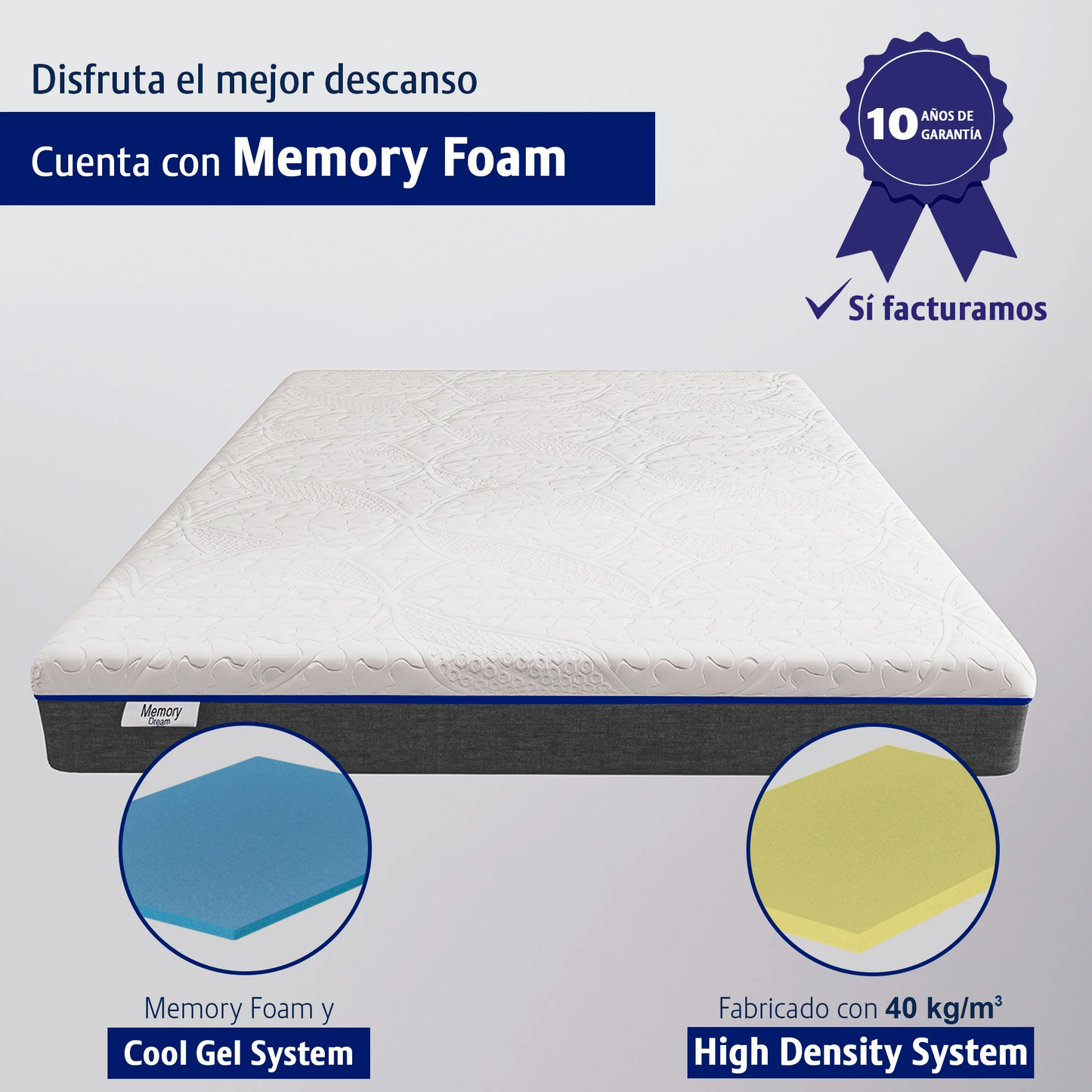 Colchón Memory Foam En Caja 10 Años Garantía King Size