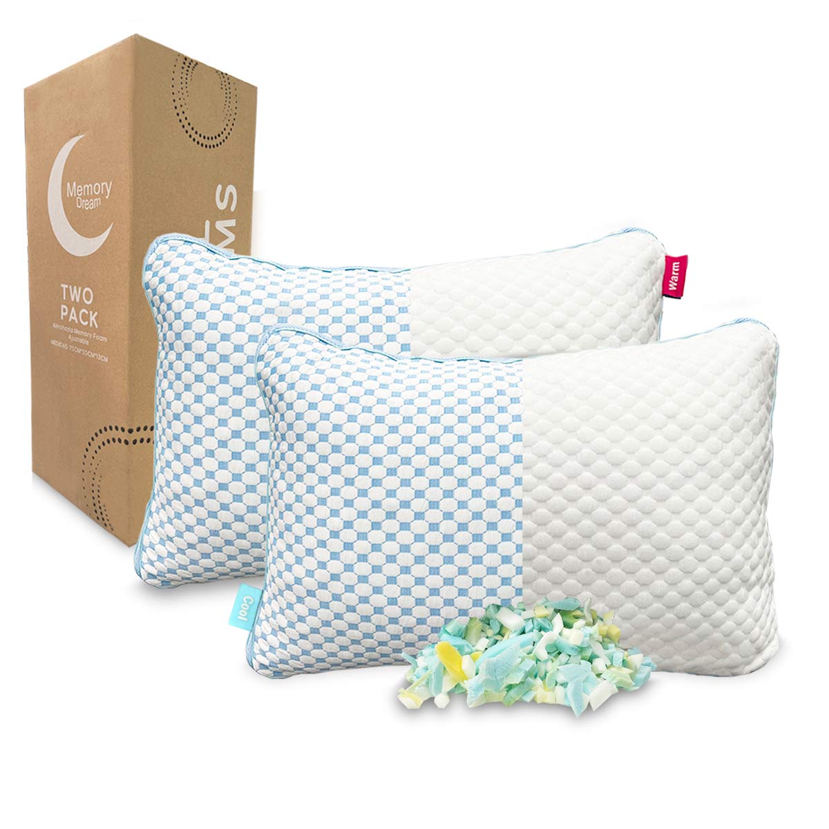 2 Pack Almohadas Memory Foam Ajustable Ortopédicas King Size