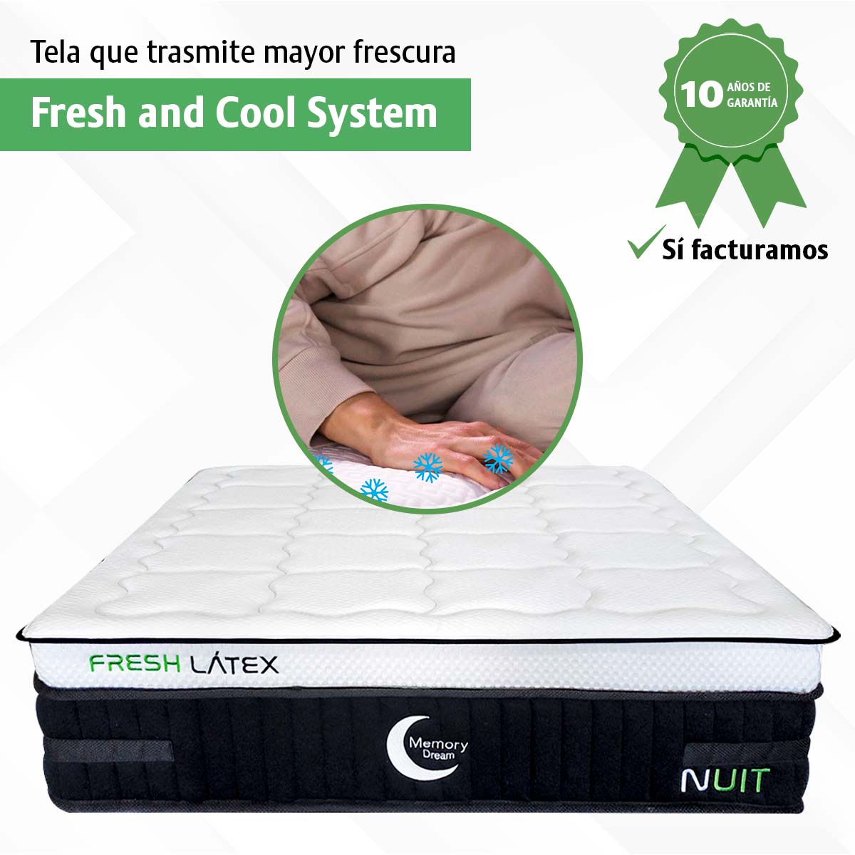 Colchón Fresh Latex Memory Foam Queen Size