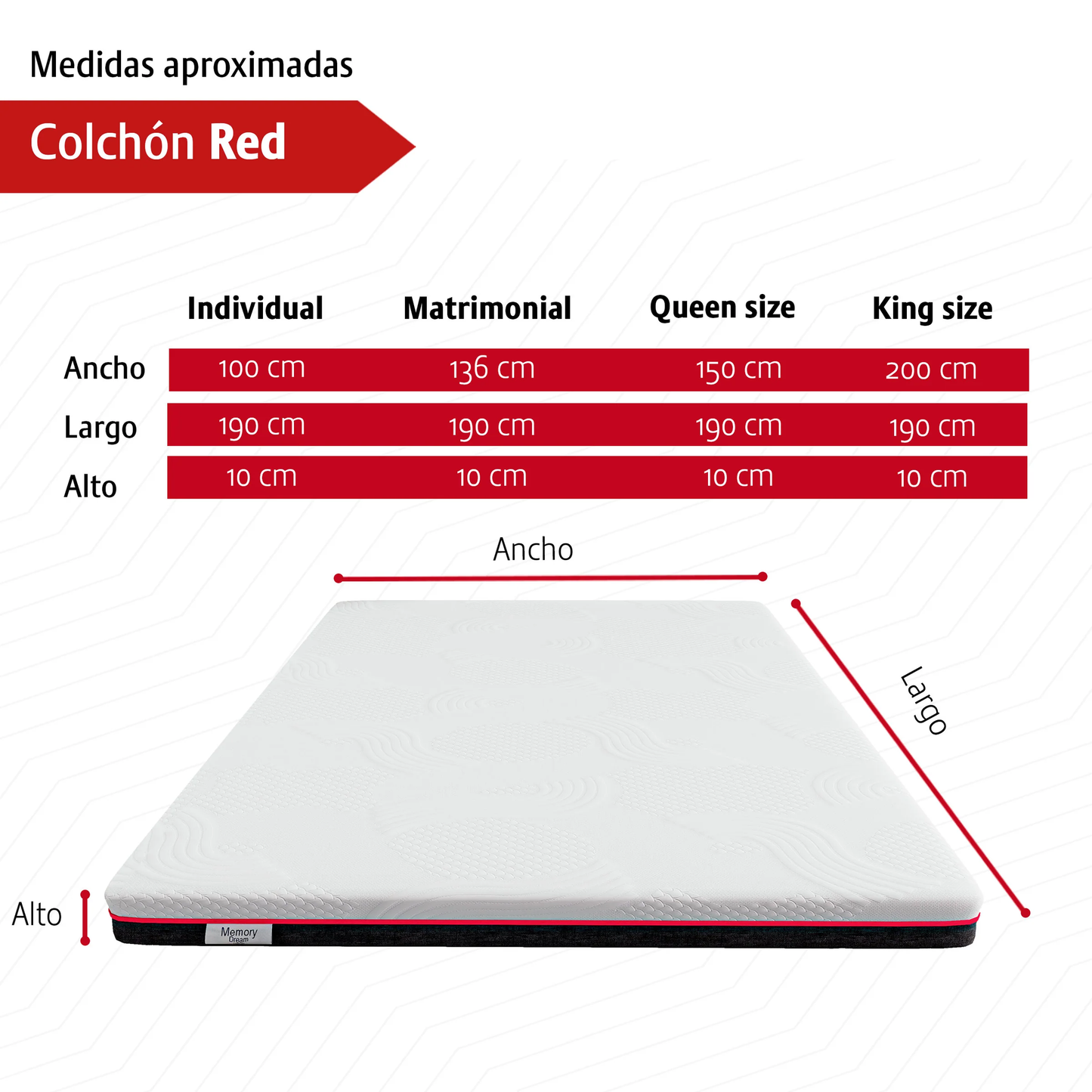 Colchón Matrimonial Memory Dream Red