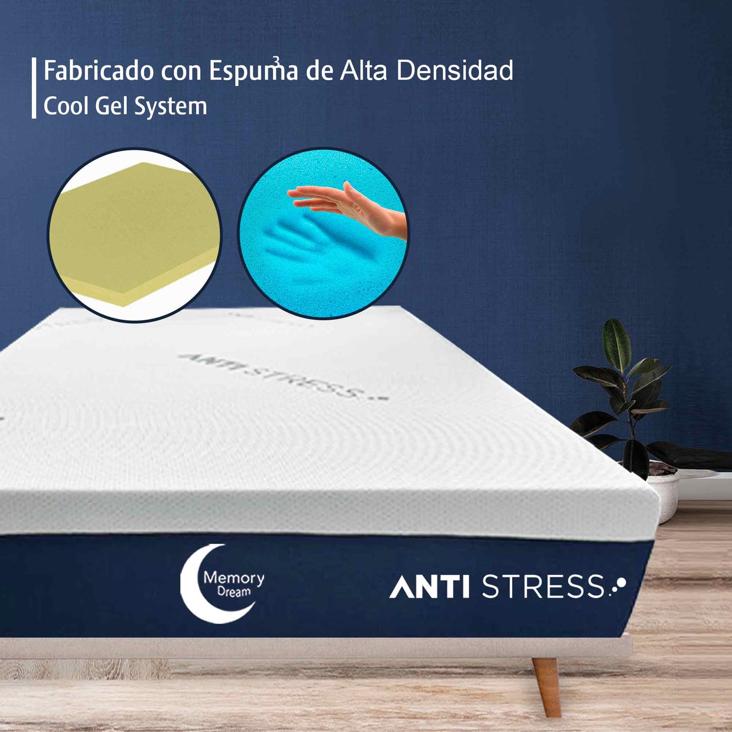 Colchón Queen Size Memory En Caja Antiestress Espuma