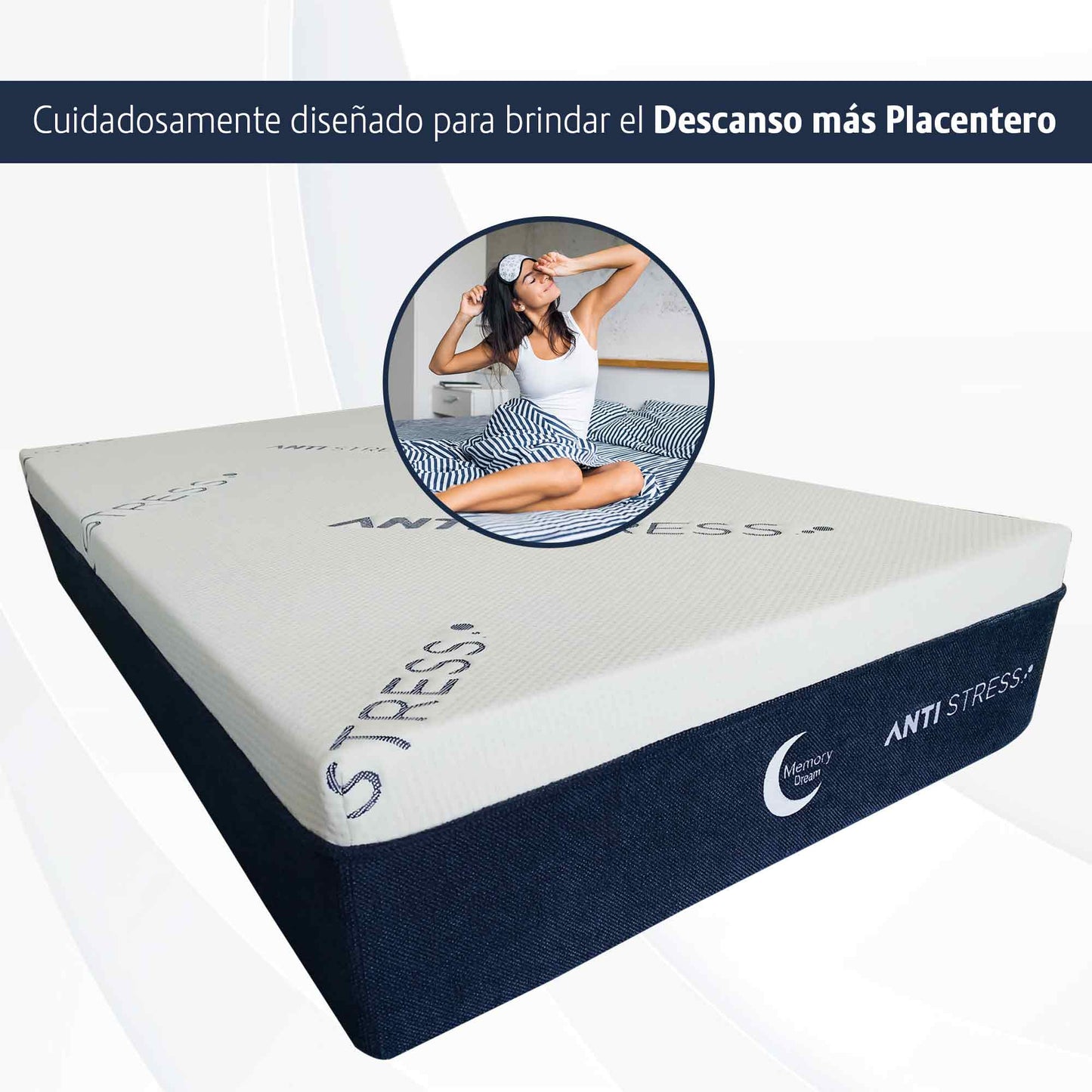 Colchón Queen Size Memory En Caja Antiestress Espuma