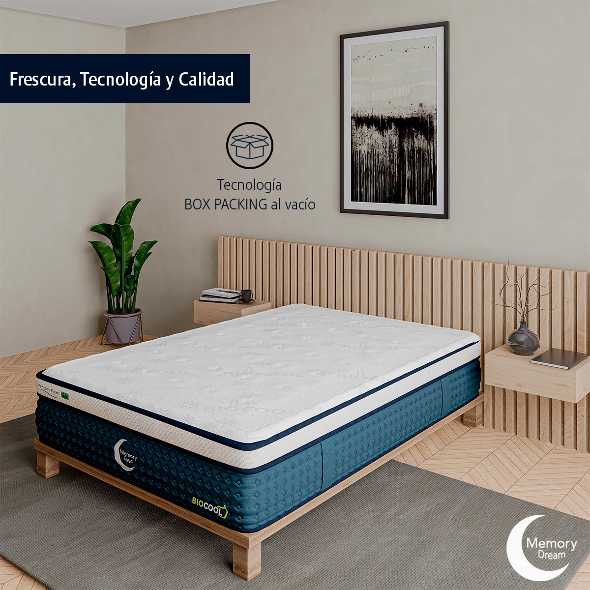 Colchón Memory Foam Bio Cool En Caja Queen