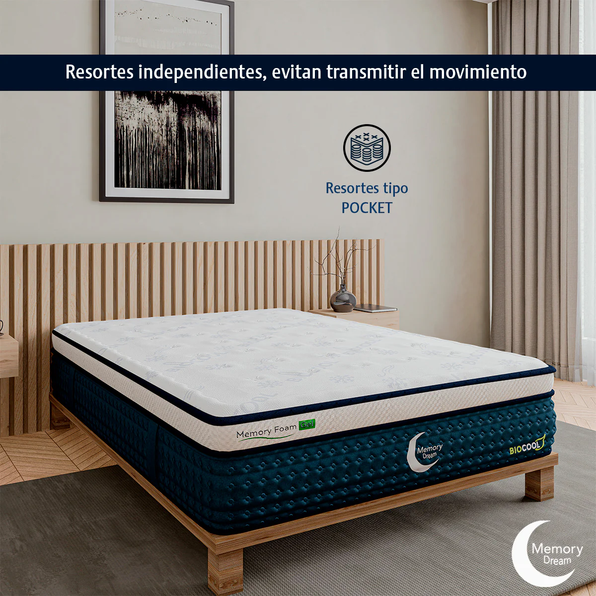 Colchón Memory Foam Bio Cool En Caja Queen