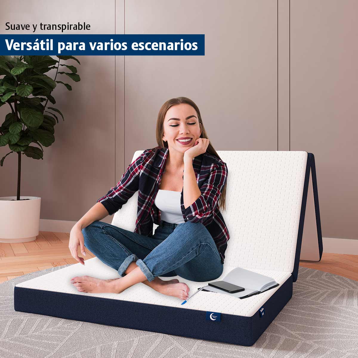 Colchón Individual Memory Plegable Espuma Visitas Suave