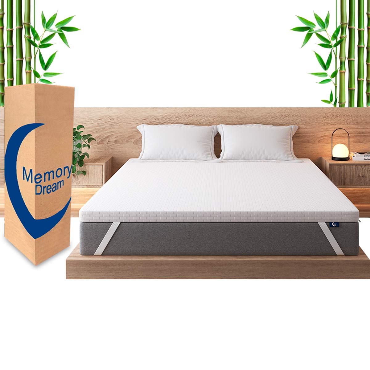 Colchoneta Individual Memory Gel Funda Lavable Tela Bamboo