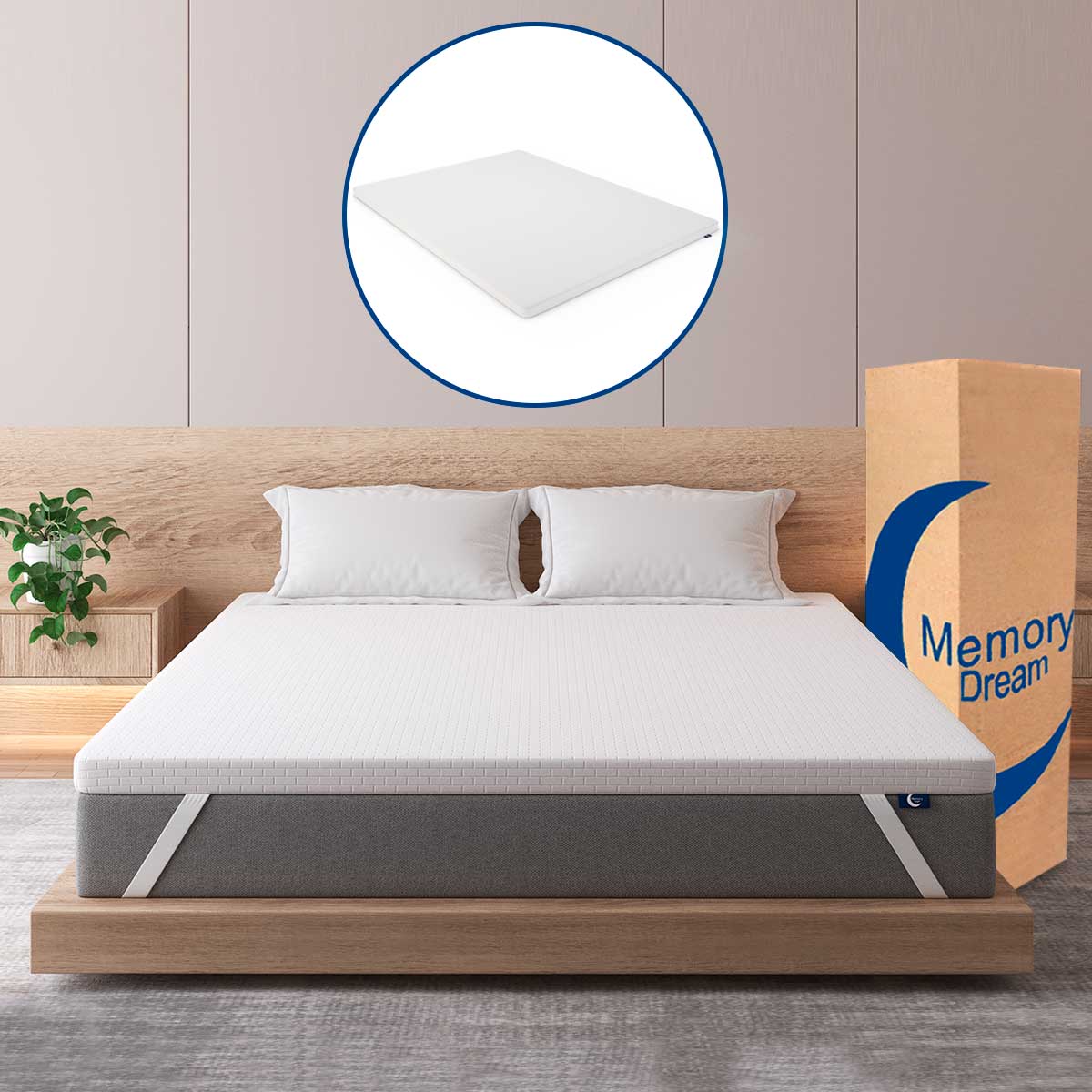 Colchoneta Individual Memory Gel Funda Lavable Tela Bamboo