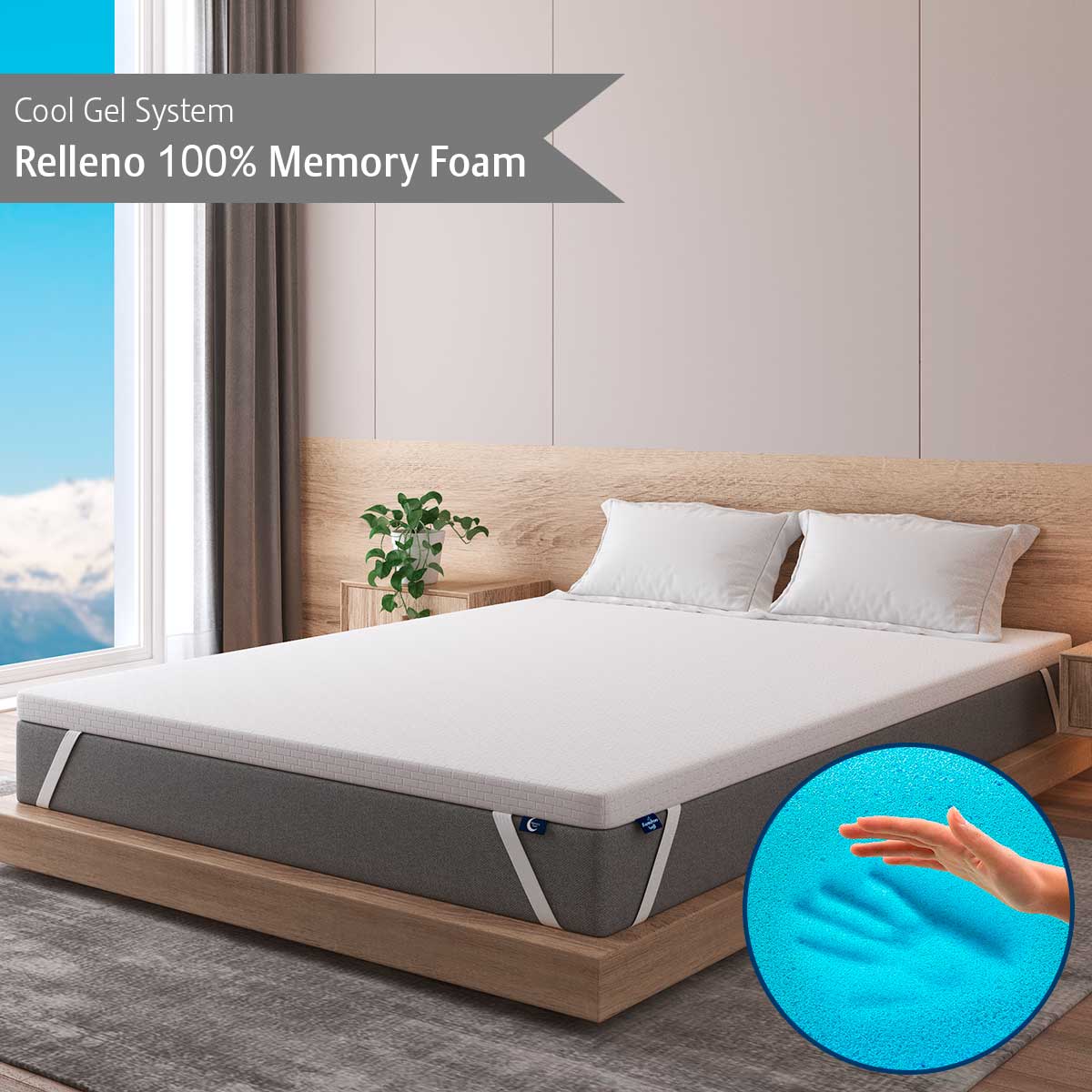 Colchoneta Individual Memory Gel Funda Lavable Tela Bamboo