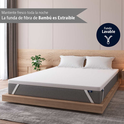 Colchoneta Individual Memory Gel Funda Lavable Tela Bamboo