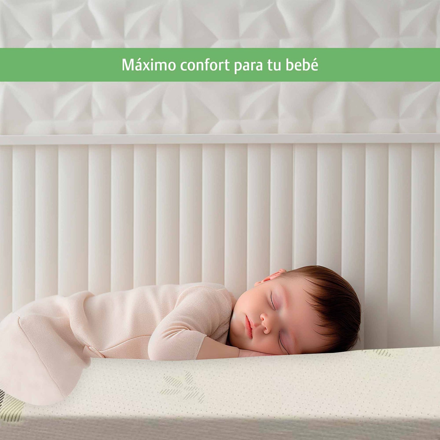 Colchon Cuna Bebe Memory Funda Lavable Tela Bamboo 100x70x9