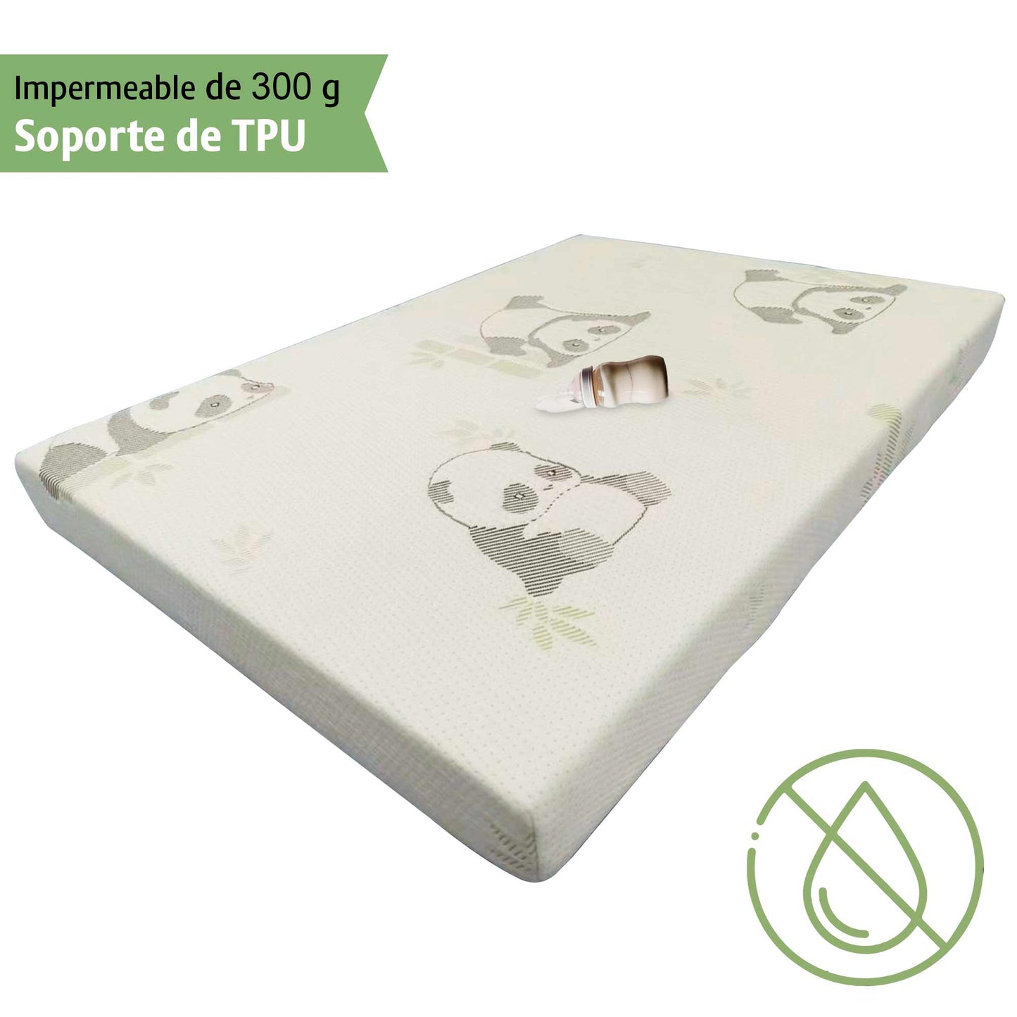 Colchon Cuna Bebe Memory Funda Lavable Tela Bamboo 100x70x9