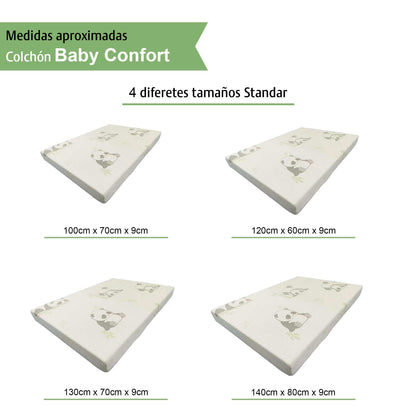 Colchon Cuna Bebe Memory Funda Lavable Tela Bamboo 100x70x9
