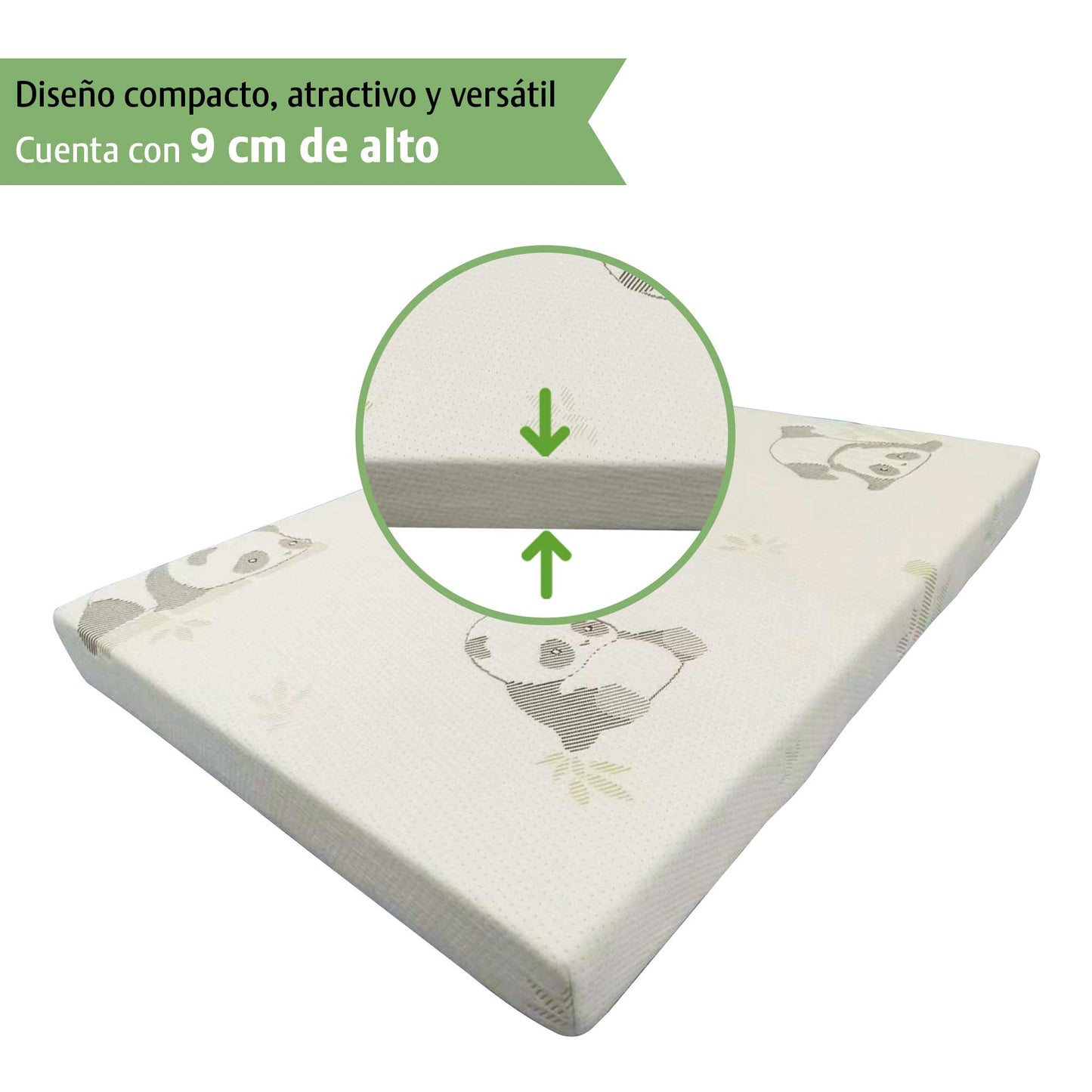 Colchon Cuna Bebe Memory Funda Lavable Tela Bamboo 100x70x9
