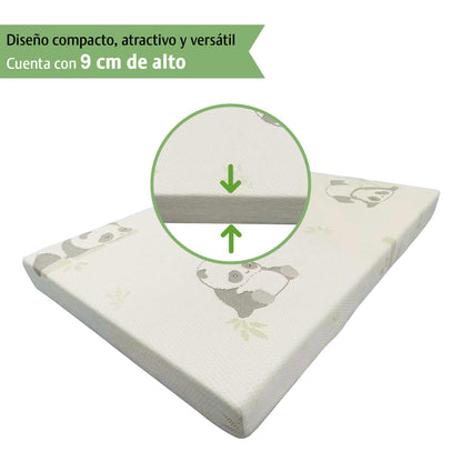 Colchon Cuna Bebe Memory Funda Lavable Tela Bamboo 100x70x9