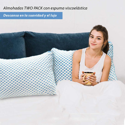 2 Pack Almohadas Memory Foam Ajustable Ortopédicas King Size