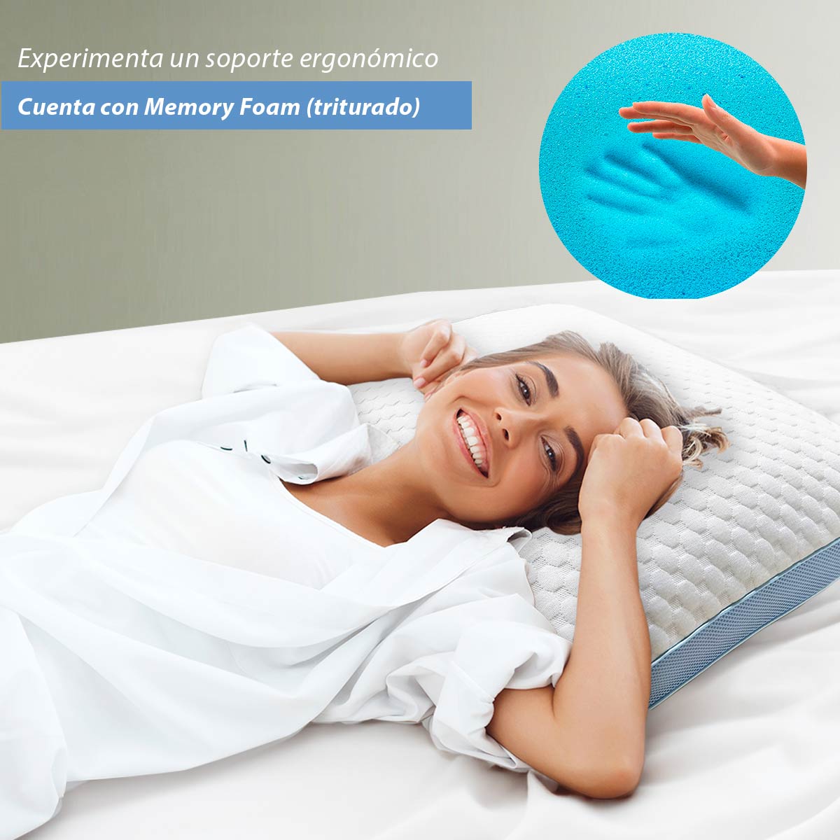 2 Pack Almohadas Memory Foam Ajustable Ortopédicas King Size