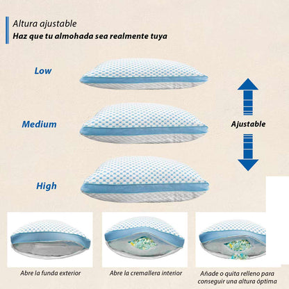 2 Pack Almohadas Memory Foam Ajustable Ortopédicas King Size