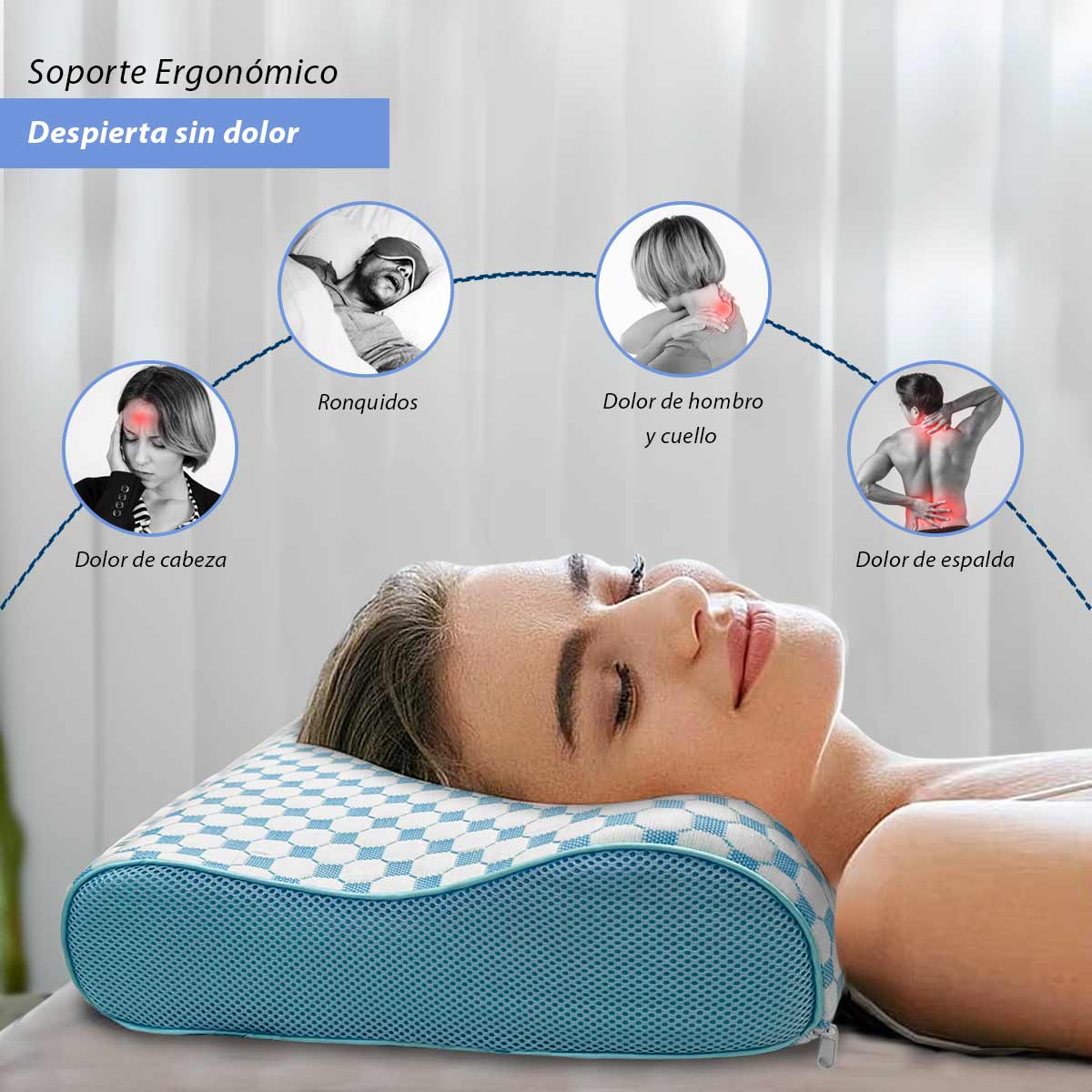 2 Pack Almohada Ortopédica Cervical Estándar Memory Foam