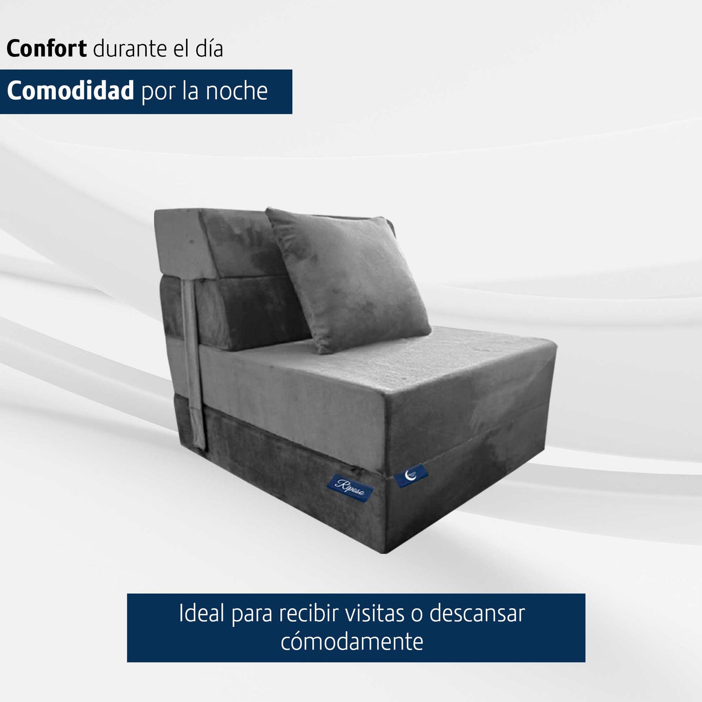 Sofa Cama Individual Memory Sillon Puff Plegable 60x190x15