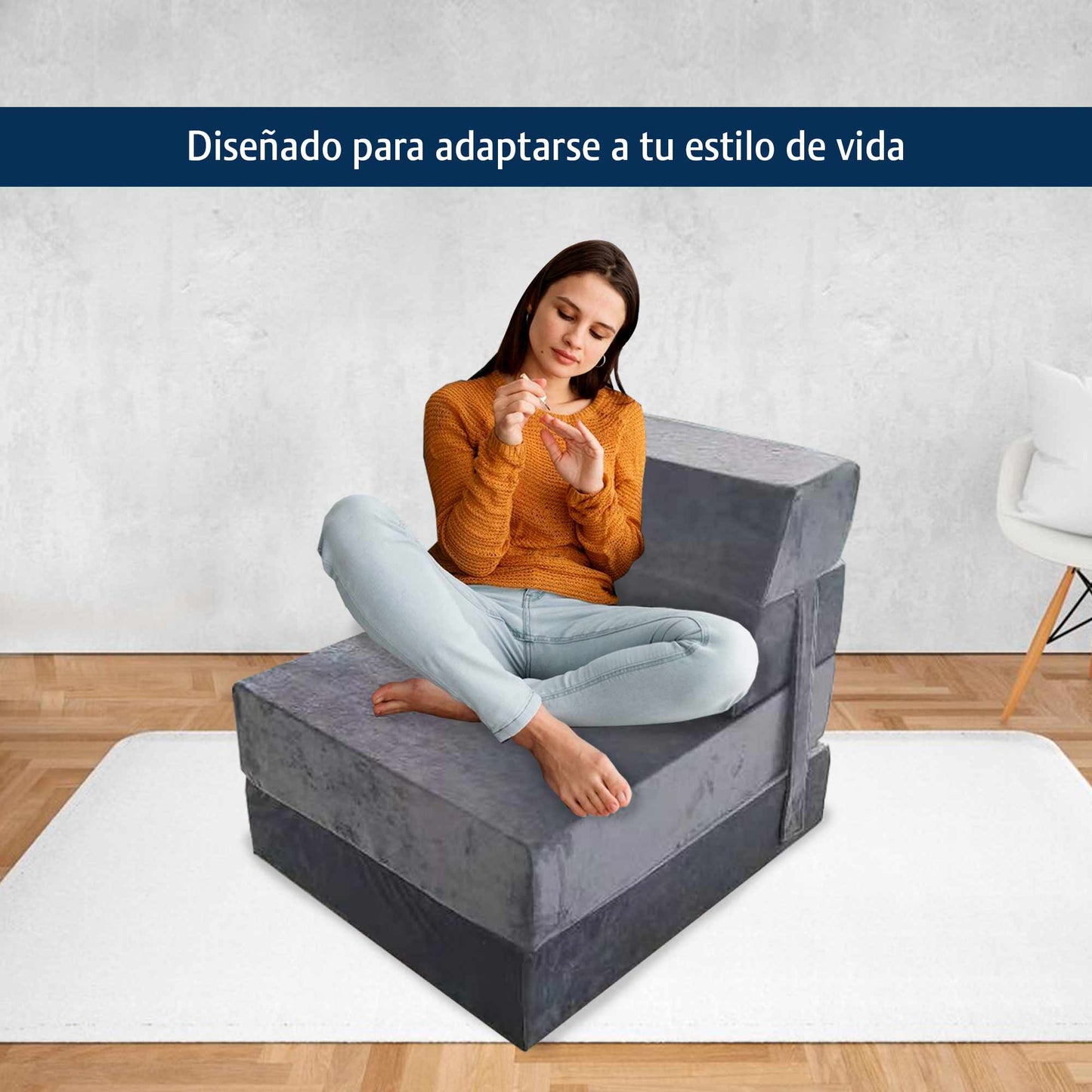 Sofa Cama Individual Memory Sillon Puff Plegable 60x190x15