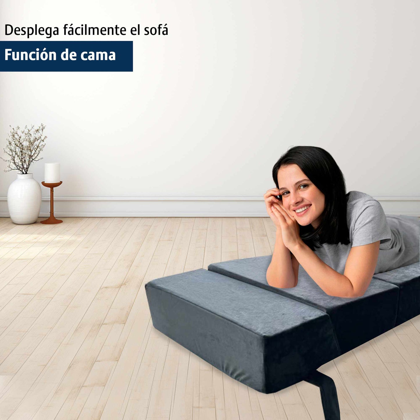 Sofa Cama Individual Memory Sillon Puff Plegable 60x190x15