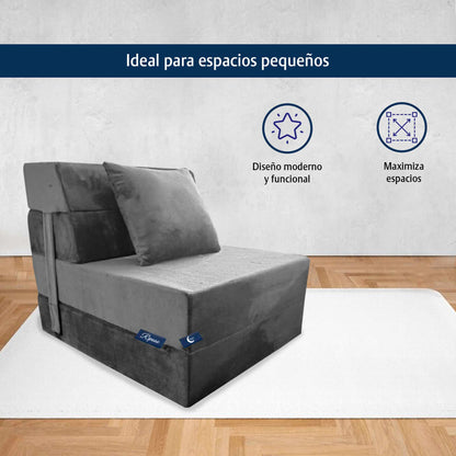 Sofa Cama Individual Memory Sillon Puff Plegable 60x190x15
