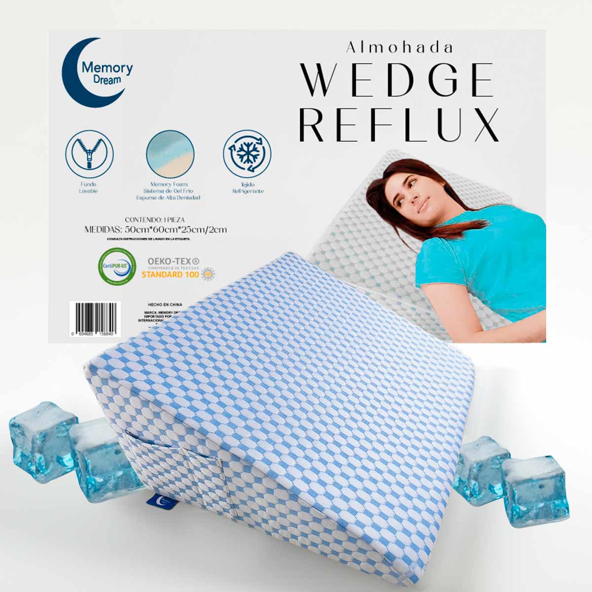 Almohada Ortopédica Descanso Anti Reflujo Con Memory Foam
