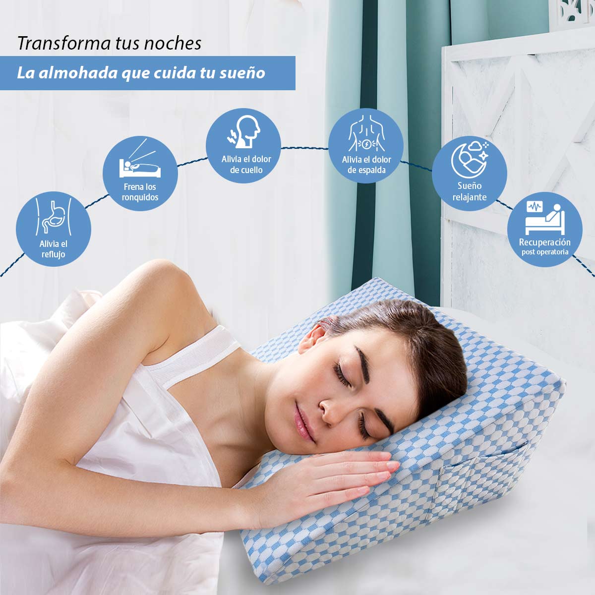 Almohada Ortopédica Descanso Anti Reflujo Con Memory Foam